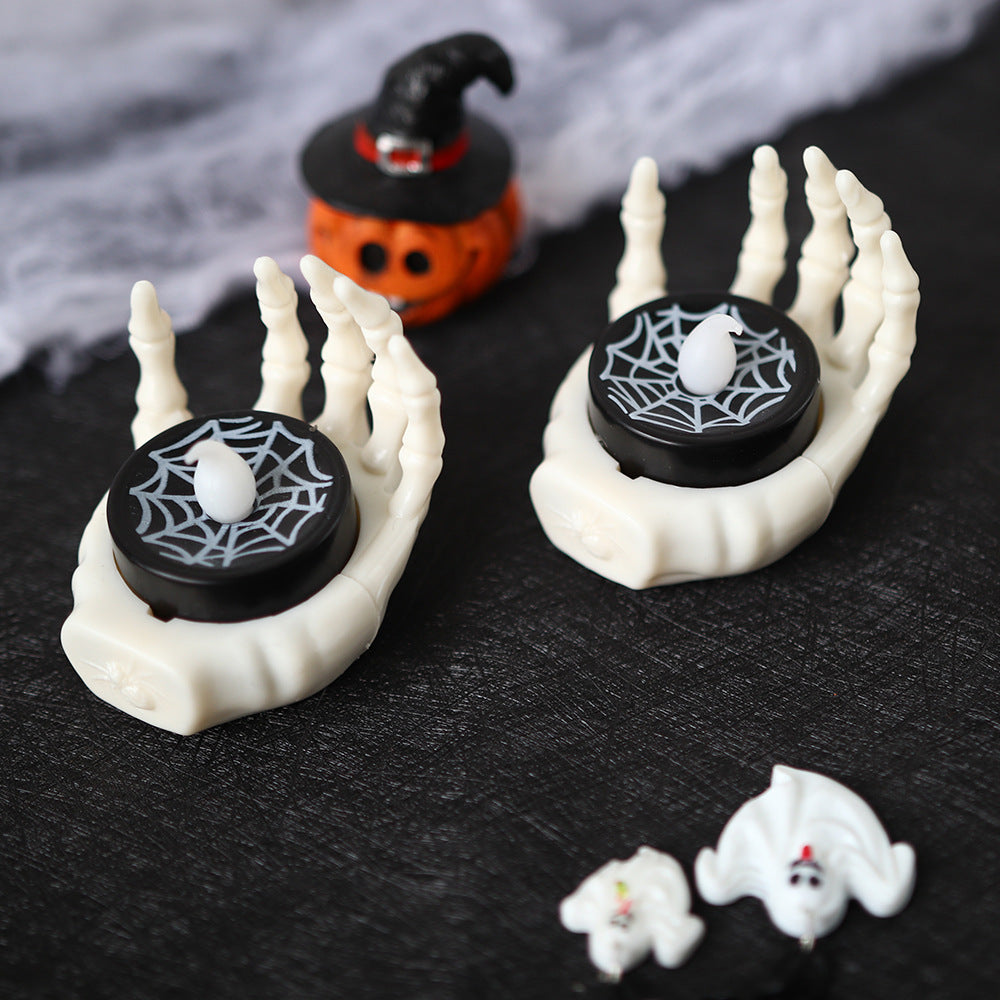 Halloween LED Deko-Skelett-Hand mit Teelicht – Stimmungsvolle Halloween Party Dekoration