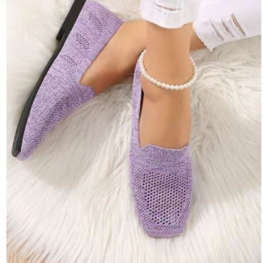 Damen Strick-Slipper Bequeme Modische Freizeitschuhe für Alltag und Reisen