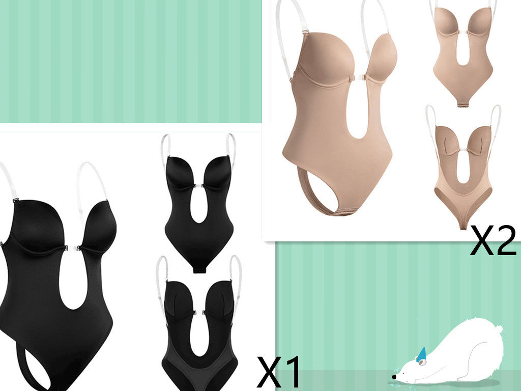 Amy – Enges Einteiler mit tiefem V-Ausschnitt und engem Bauch