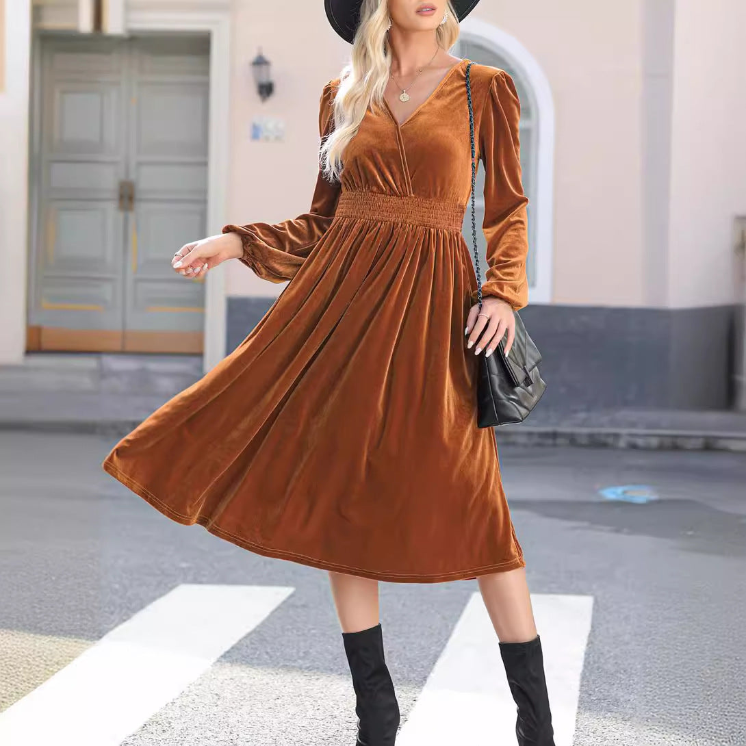 Shannon – Langärmliges Kleid in einfarbigem Design für Damen