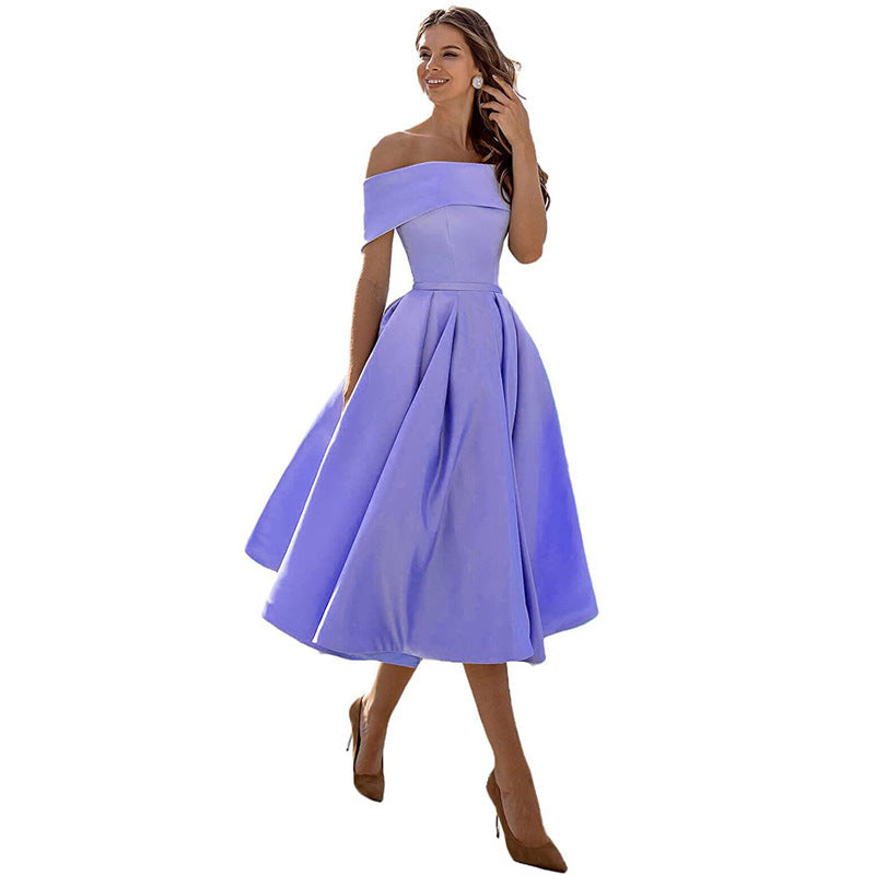 Michelle – Lässiges Trägerloses Satin-Party-Kleid