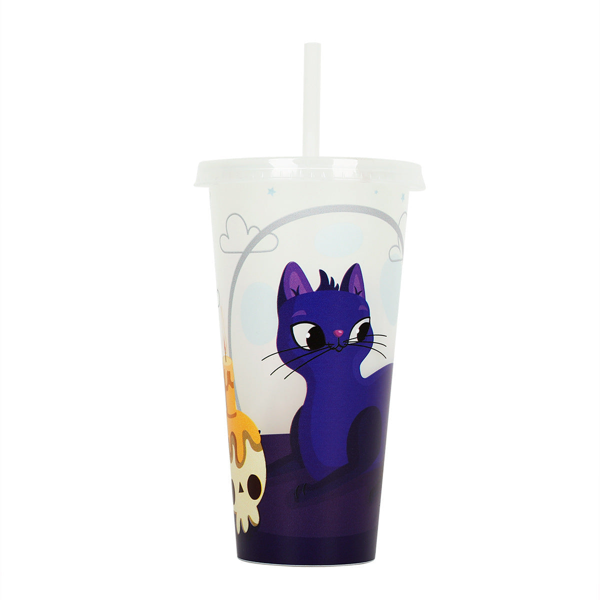 Halloween Becher mit Strohhalm – Kreativer Trinkbecher für gruselige Partys & Deko