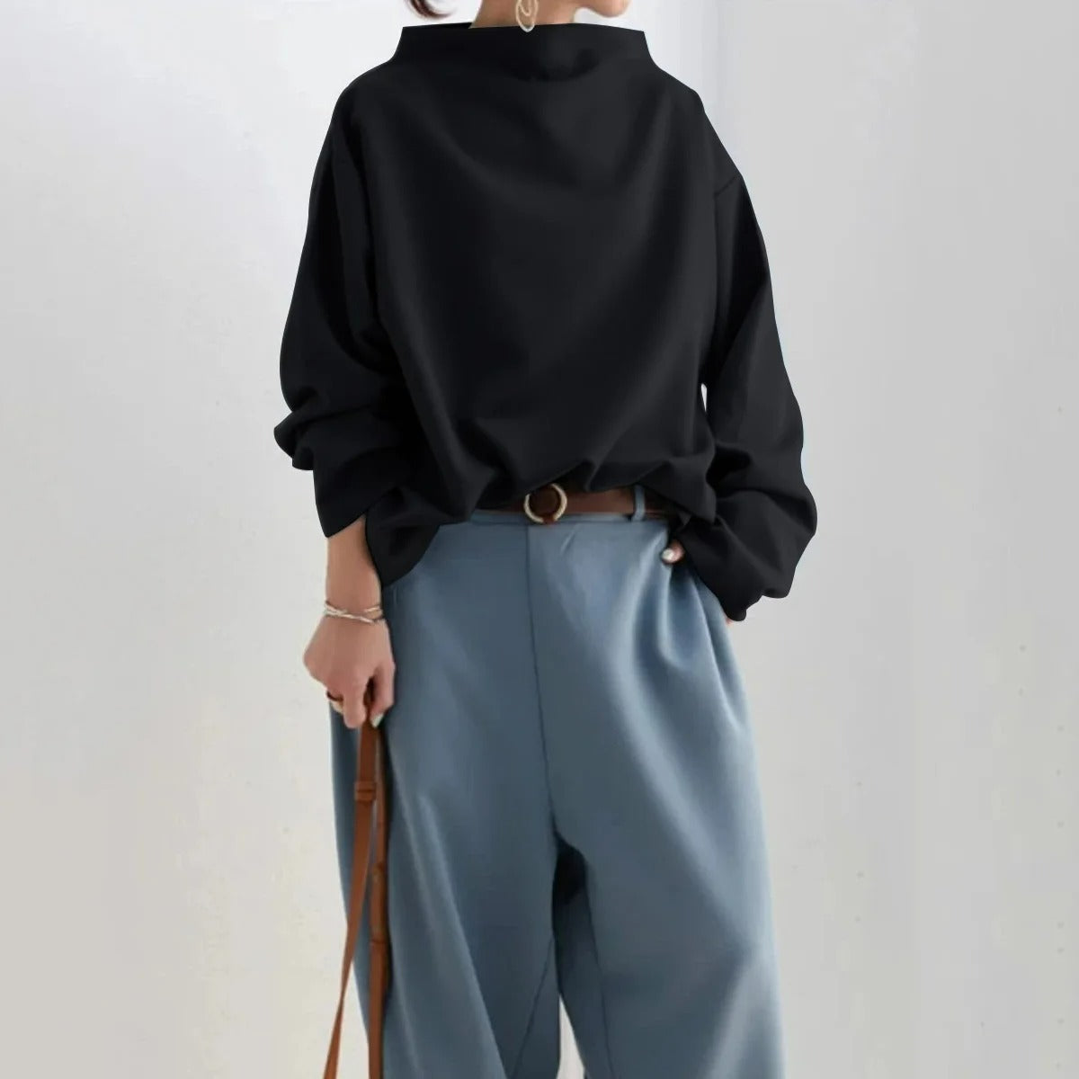 Damen Oversize Pullover mit Langarm – Modischer Freizeitpullover für Alltag und Büro