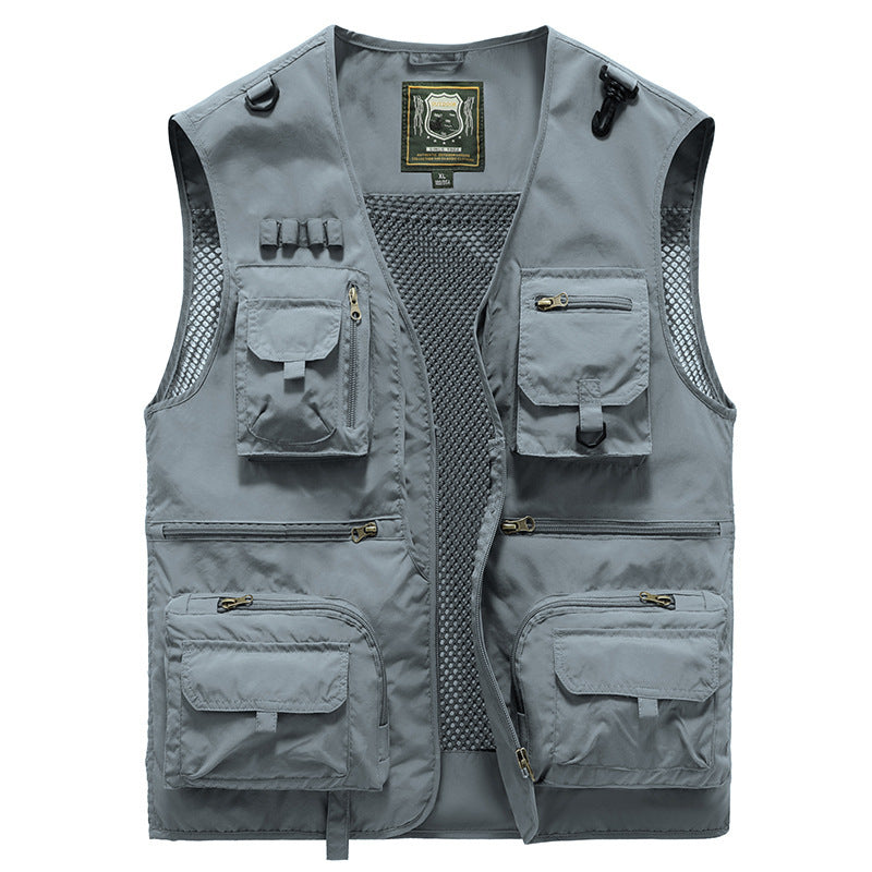 Herren Outdoor Multifunktions-Weste – Angeln, Camping & Abenteuer, atmungsaktiv, leicht, mit vielen Taschen