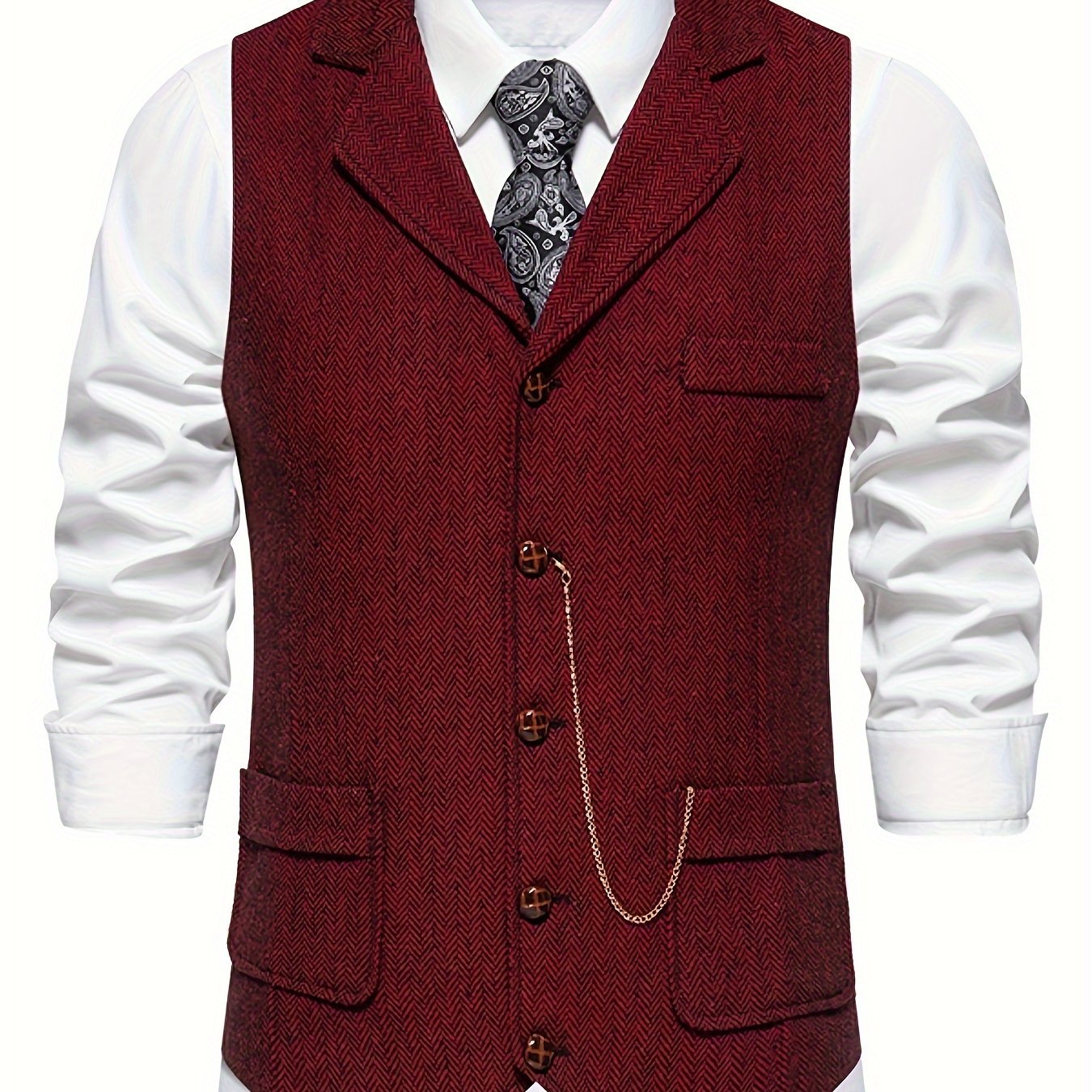 Herren Weste Klassisch Modern Business Hochzeit – Elegantes Herrenwesten-Design mit Reverskragen und Retro-Charme