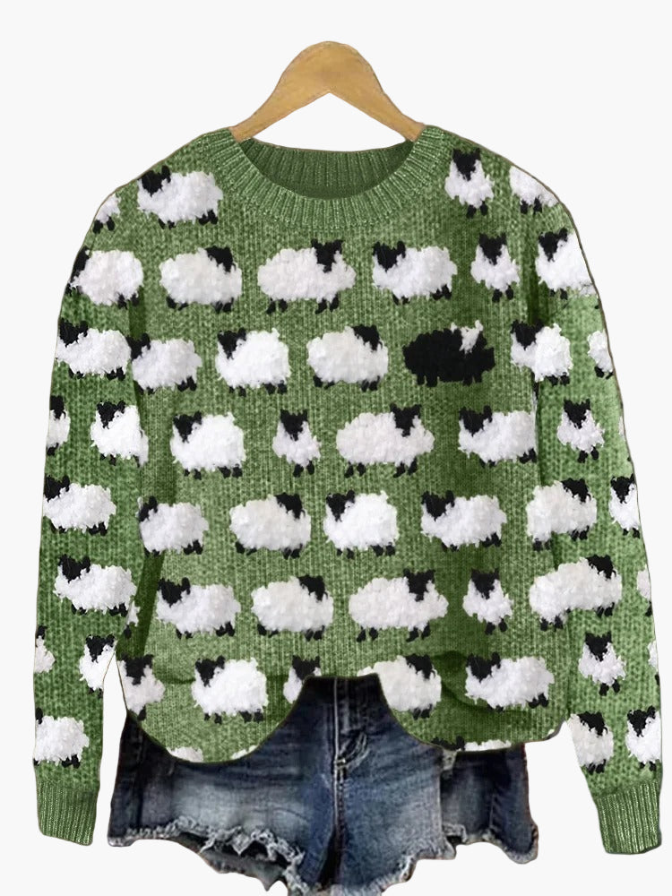 Damen Weihnachtspullover mit 3D-Tannenbaum-Muster – Festlicher Strickpulli für Winter & Feiertage