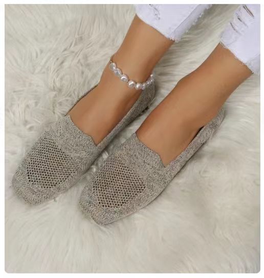 Damen Strick-Slipper Bequeme Modische Freizeitschuhe für Alltag und Reisen