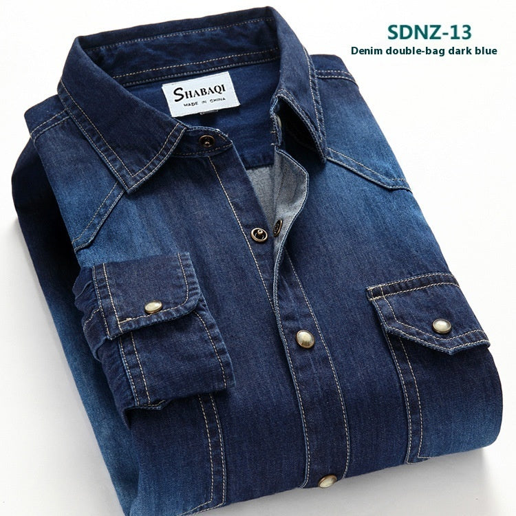 Stan – Herren Baumwoll-Denim Langarmhemd