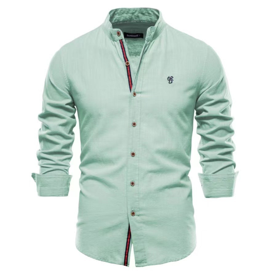 Herren Freizeithemd Slim Fit Stehkragen Modern Business Casual