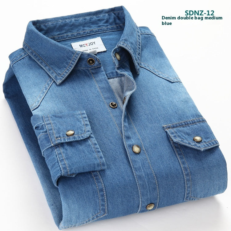 Stan – Herren Baumwoll-Denim Langarmhemd