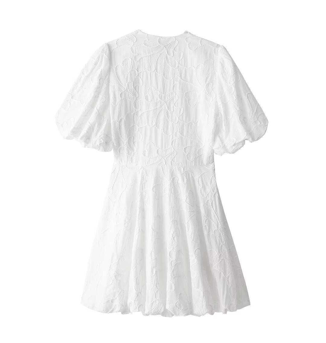 Sharon – Fluffy Kleid mit einfacher Stickerei für Damen