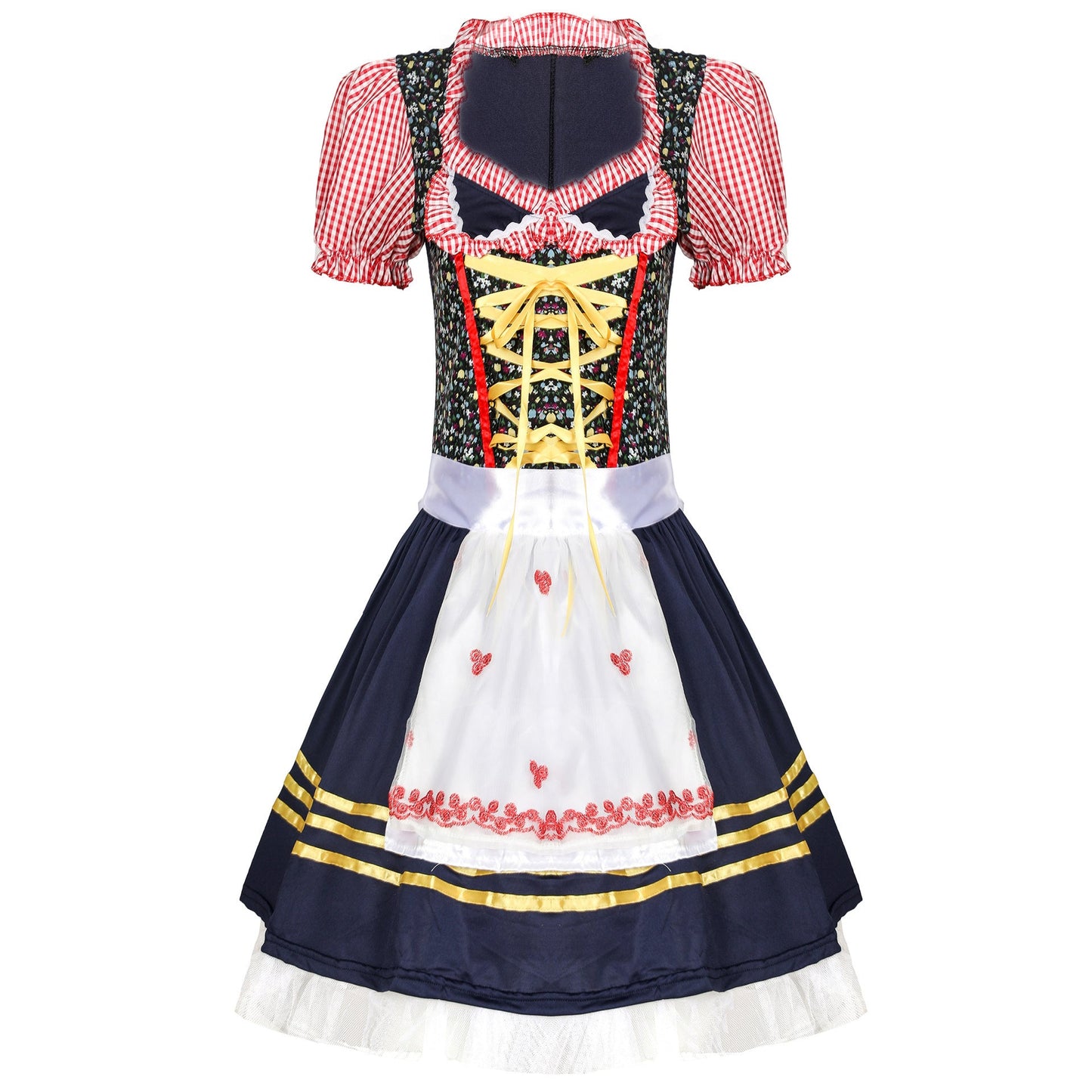 Damen Oktoberfest Dirndl Kostüm für Cosplay & Karneval – Traditionelles Biermädchen Kleid