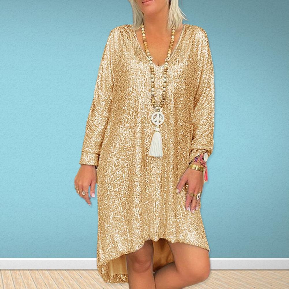 Damen Glitzer Paillettenkleid Elegant A-Linie für festliche Anlässe und Partys