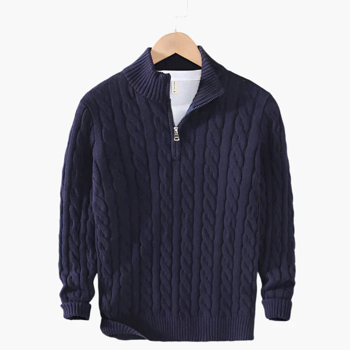 Herren Strickpullover mit Zopfmuster – Klassischer Stil für Büro und Freizeit