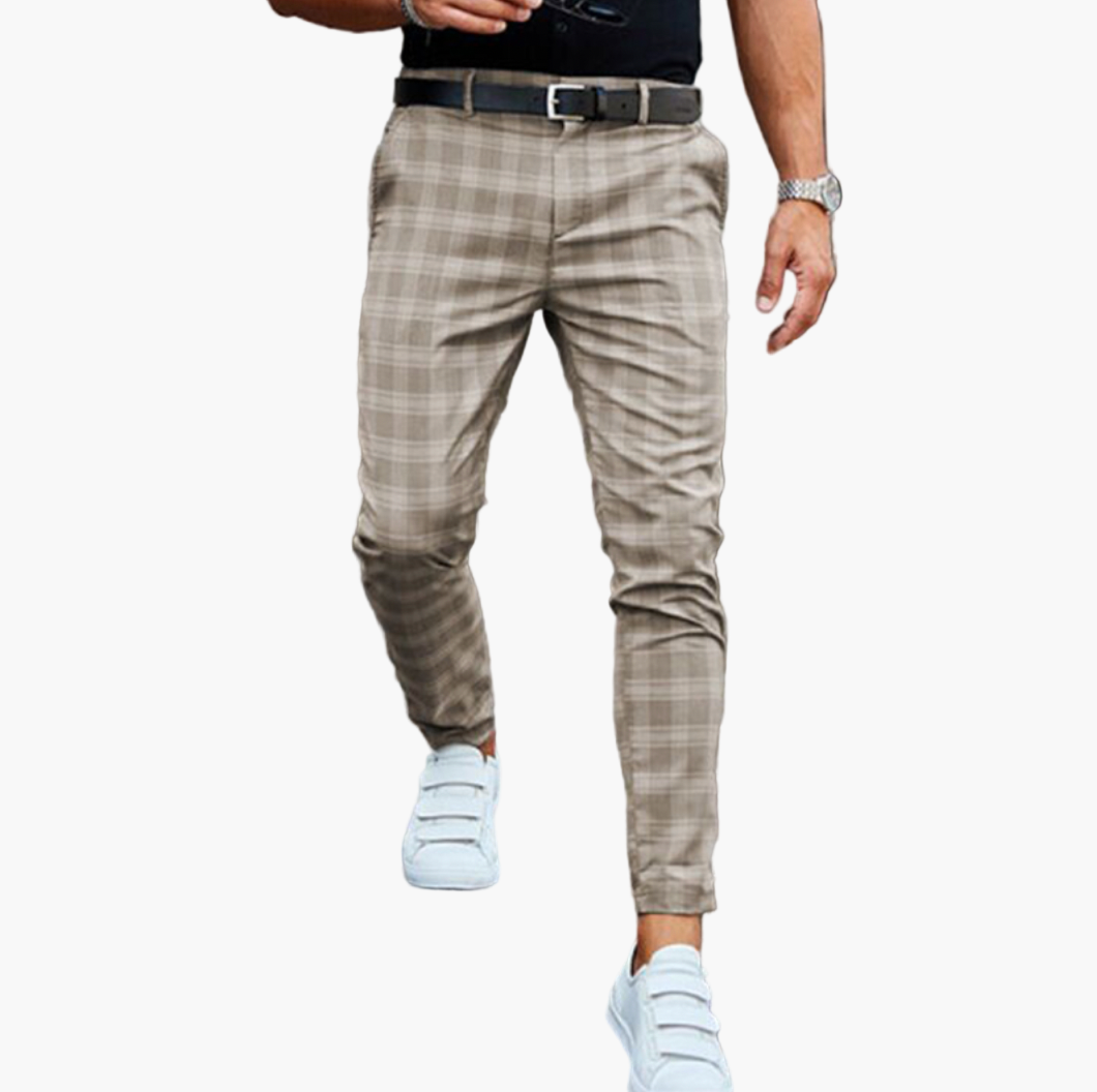 Herren Chinohose Modern Slim Fit Kariert – Stilvolle Business & Freizeit Hose