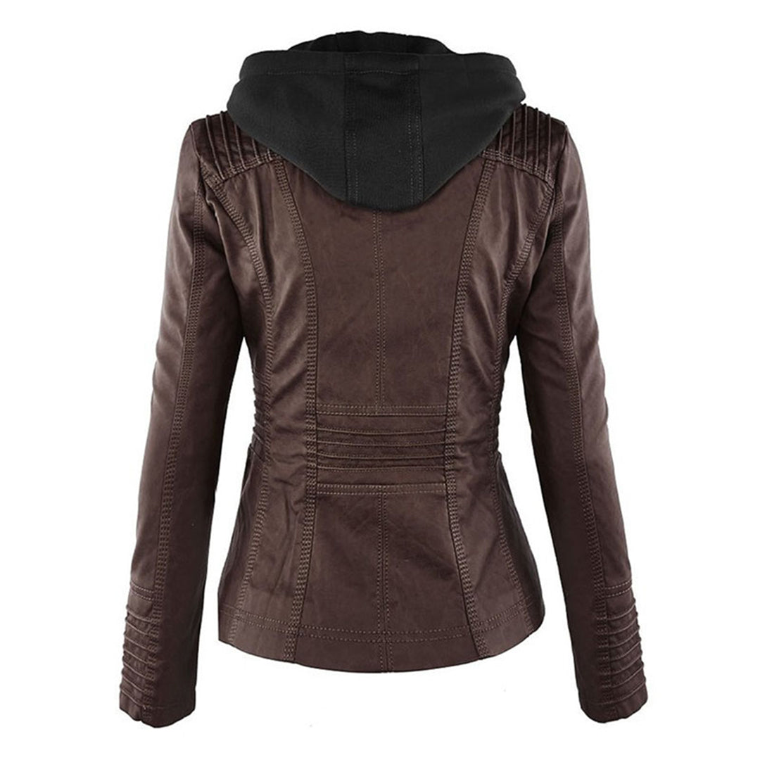 Damen Kunstlederjacke mit Kapuze – Modischer Allrounder für Alltag und Freizeit