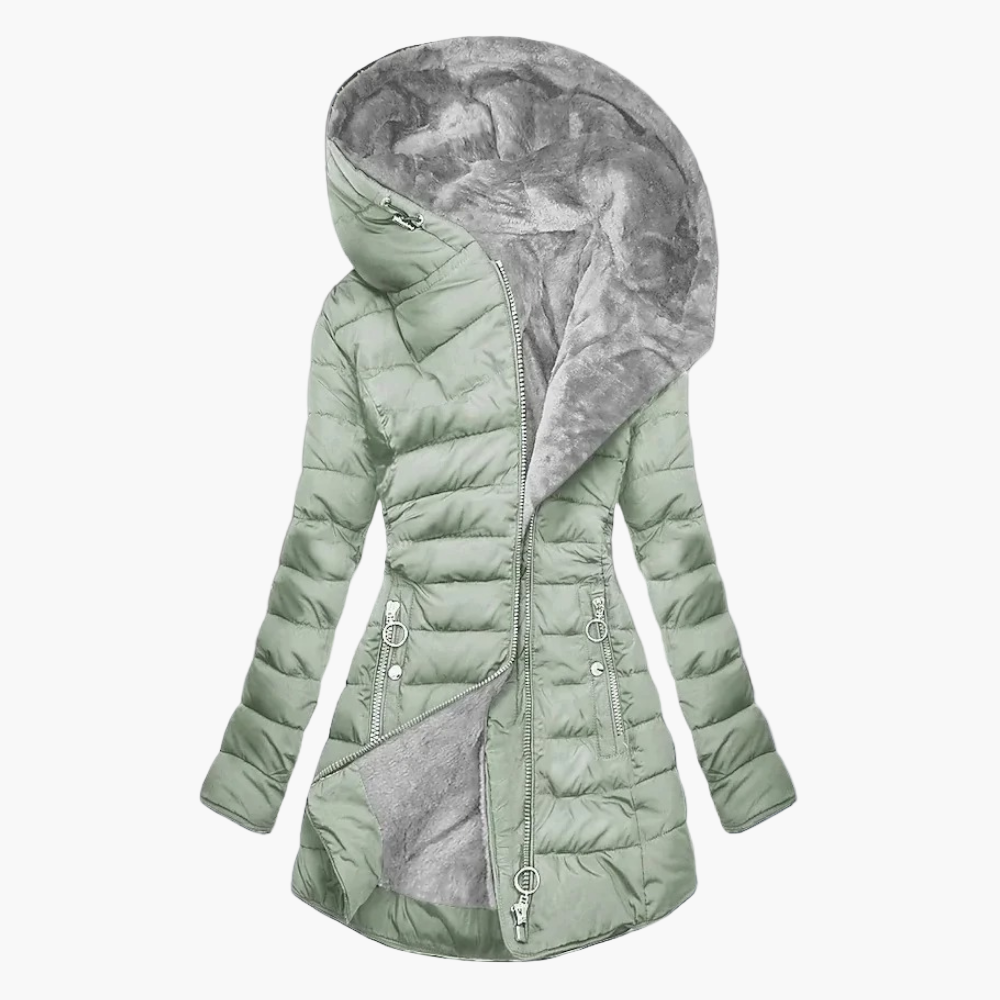 Damen Eleganter Plüschmantel – Warmer Winter Steppmantel für Alltag und Freizeit