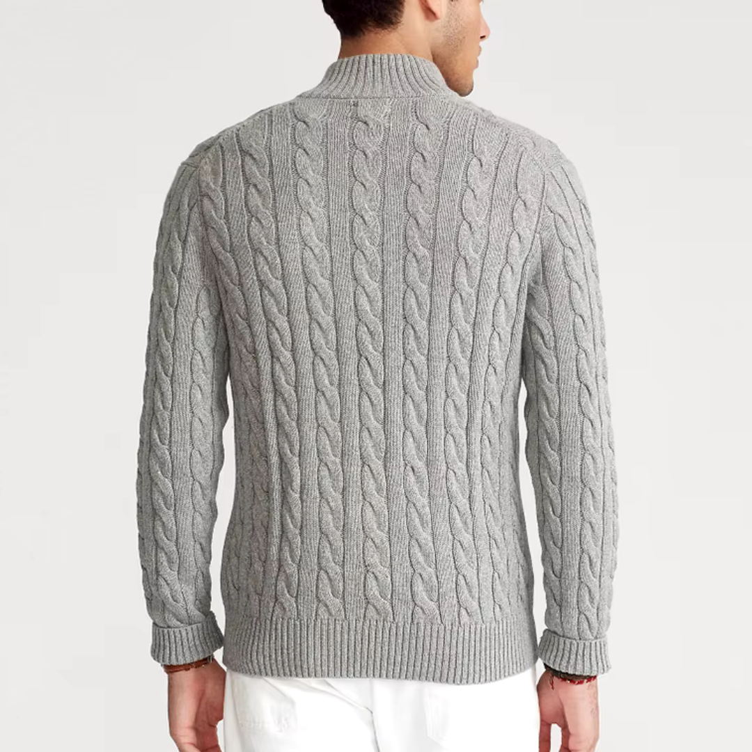 Herren Strickpullover im Old Money Stil mit halbem Reißverschluss – Eleganter Freizeitpullover