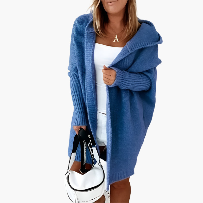 Damen Strick-Cardigan mit Kapuze – Kuscheliger Oversize Style für Herbst & Winter