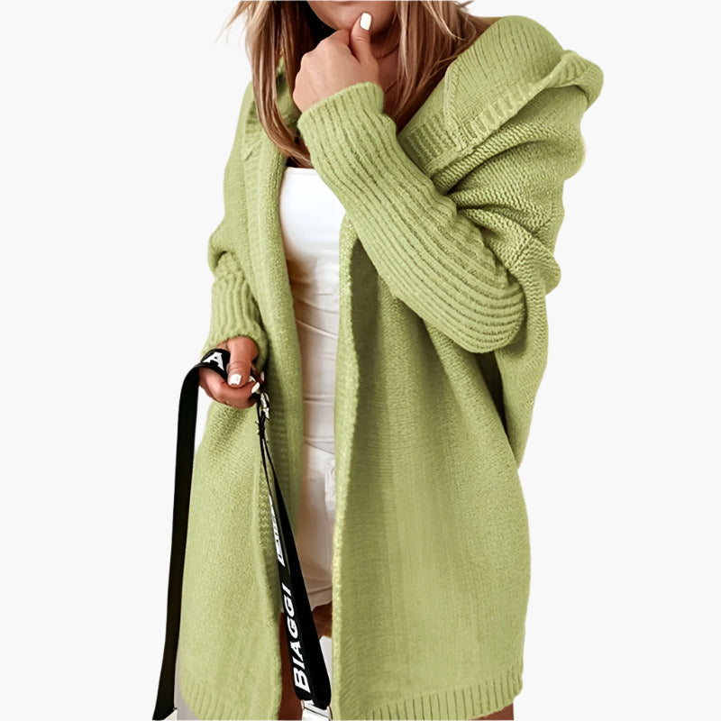 Damen Strick-Cardigan mit Kapuze – Kuscheliger Oversize Style für Herbst & Winter