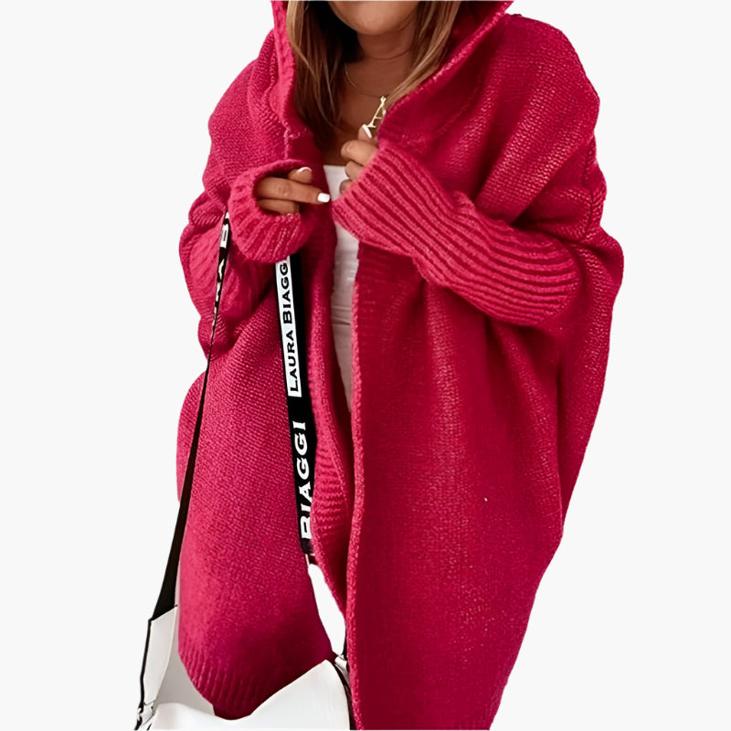 Damen Strick-Cardigan mit Kapuze – Kuscheliger Oversize Style für Herbst & Winter