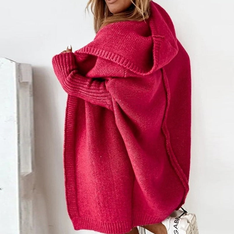 Damen Strick-Cardigan mit Kapuze – Kuscheliger Oversize Style für Herbst & Winter