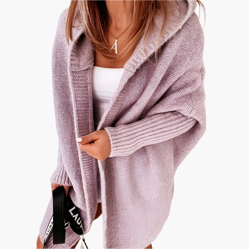 Damen Strick-Cardigan mit Kapuze – Kuscheliger Oversize Style für Herbst & Winter