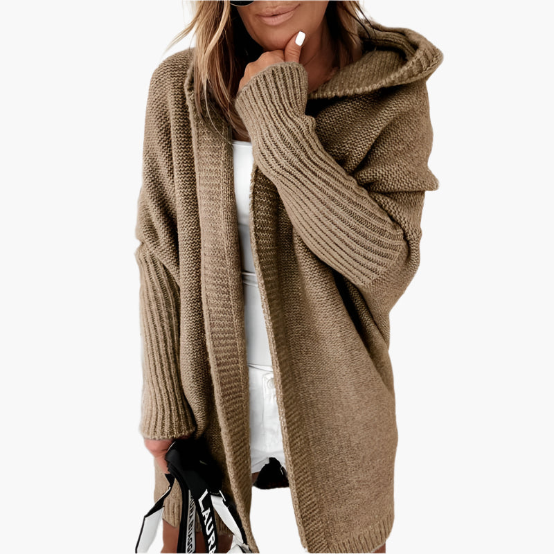 Damen Strick-Cardigan mit Kapuze – Kuscheliger Oversize Style für Herbst & Winter