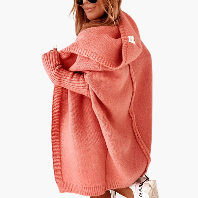Damen Strick-Cardigan mit Kapuze – Kuscheliger Oversize Style für Herbst & Winter