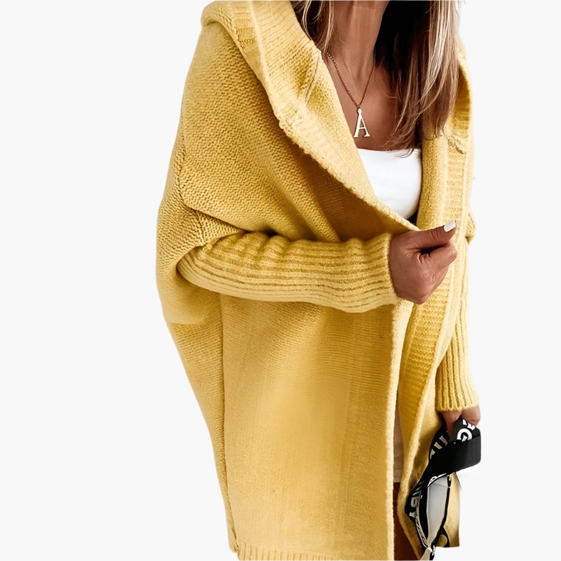 Damen Strick-Cardigan mit Kapuze – Kuscheliger Oversize Style für Herbst & Winter