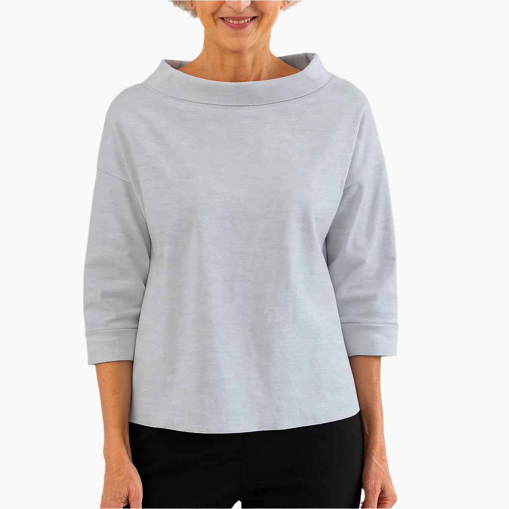 Damen Elegantes Oberteil mit hohem Kragen – Stilvolles Alltags- & Business-Top