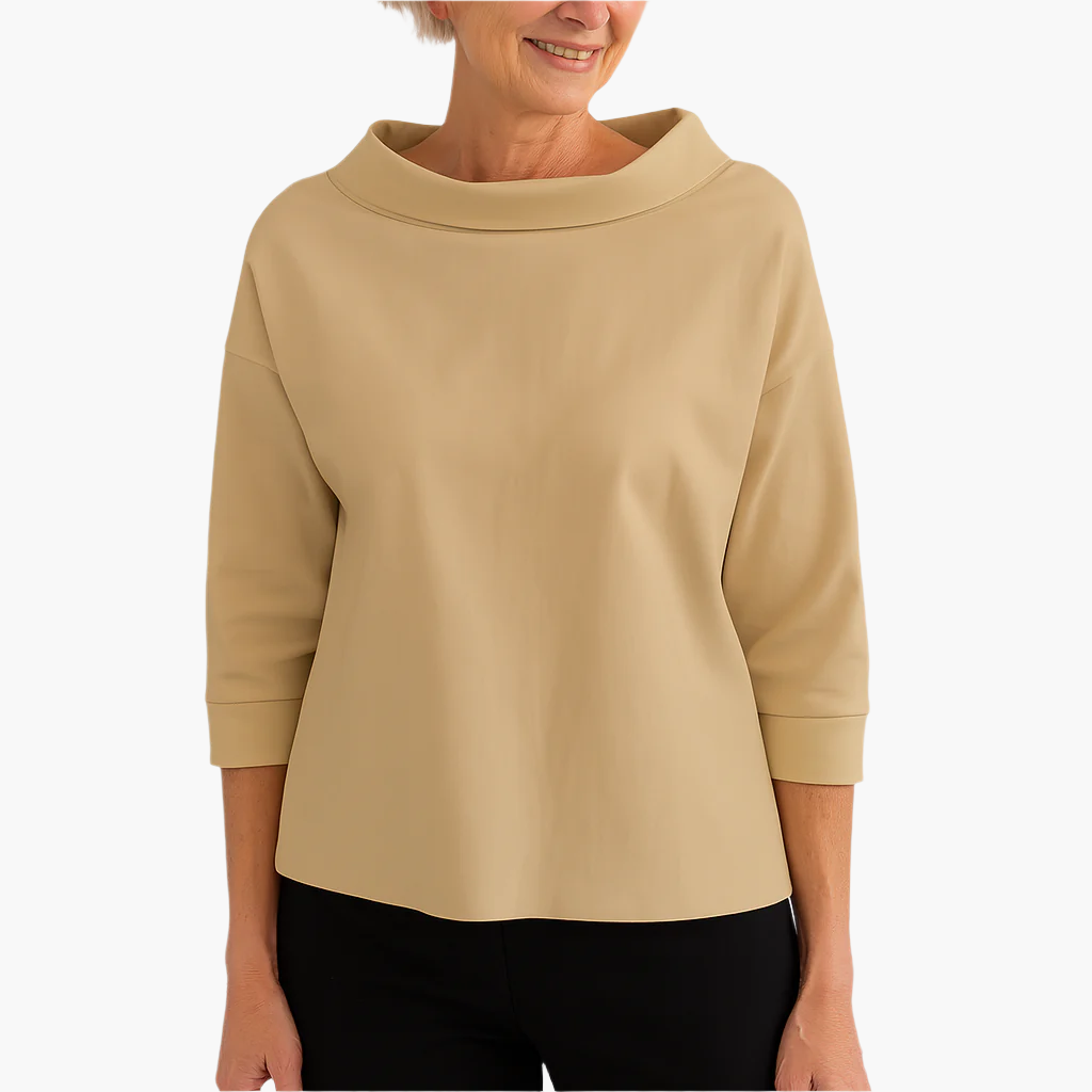 Damen Elegantes Oberteil mit hohem Kragen – Stilvolles Alltags- & Business-Top