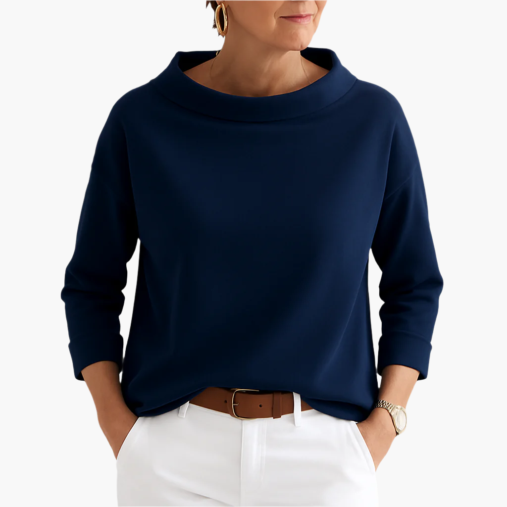 Damen Elegantes Oberteil mit hohem Kragen – Stilvolles Alltags- & Business-Top