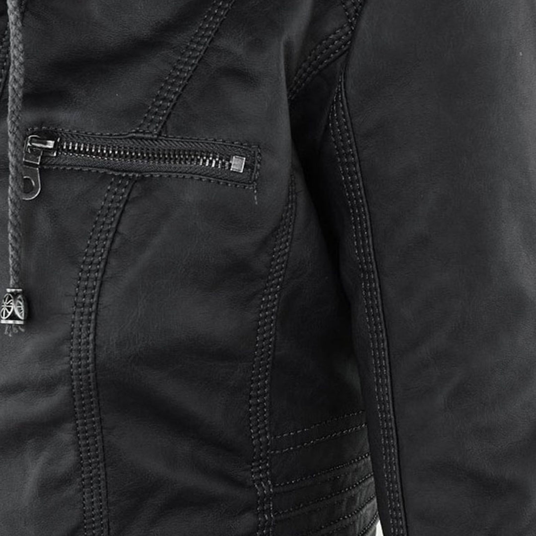 Damen Kunstlederjacke mit Kapuze – Modischer Allrounder für Alltag und Freizeit
