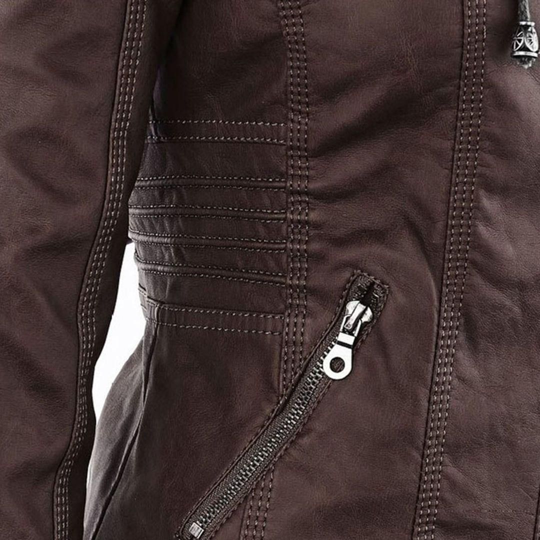 Damen Herbstjacke mit Kapuze – Modische Vegan-Lederjacke für Alltag & Freizeit