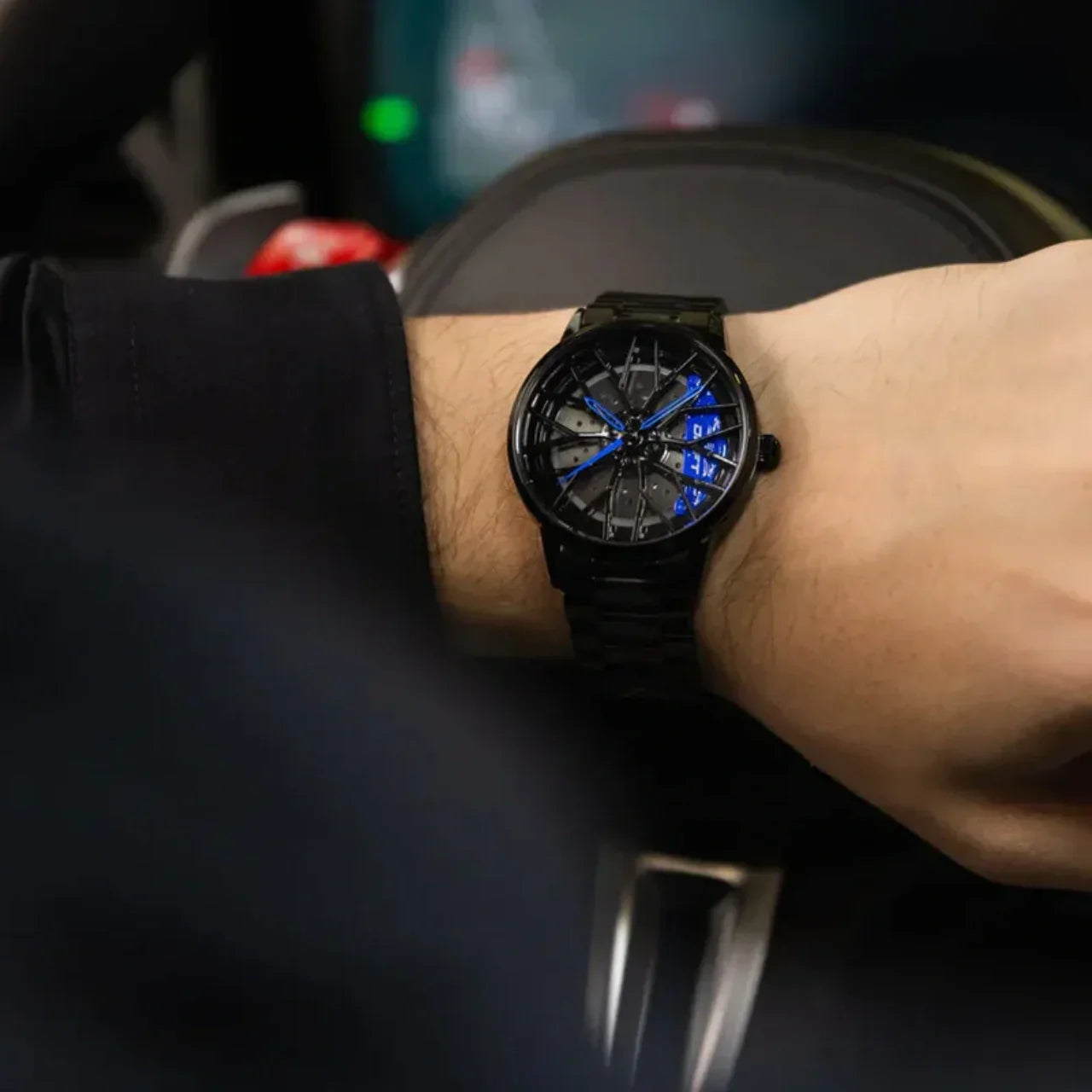 Sommerliche Herrenuhr im Sportfelgen-Design – Armbanduhr für Männer, auffälliger Look für Freizeit & Urlaub