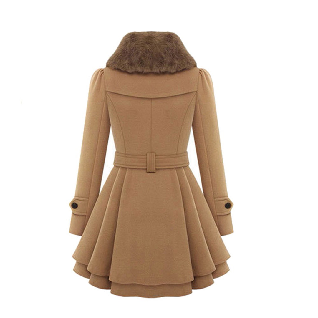Damen Wintermantel mit Kunstfellkragen – Eleganter Trenchcoat für Alltag & besondere Anlässe