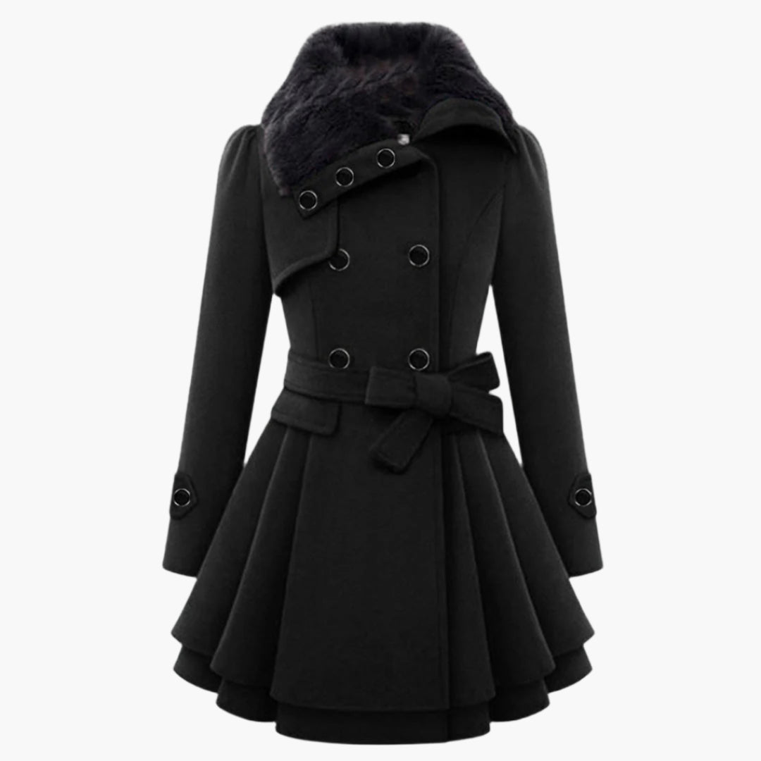 Damen Wintermantel mit Kunstfellkragen – Eleganter Trenchcoat für Alltag & besondere Anlässe