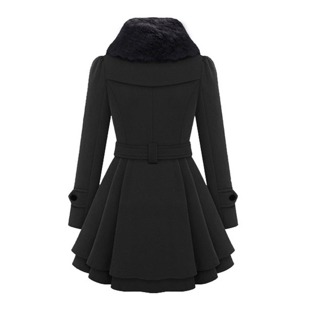 Damen Wintermantel mit Kunstfellkragen – Eleganter Trenchcoat für Alltag & besondere Anlässe