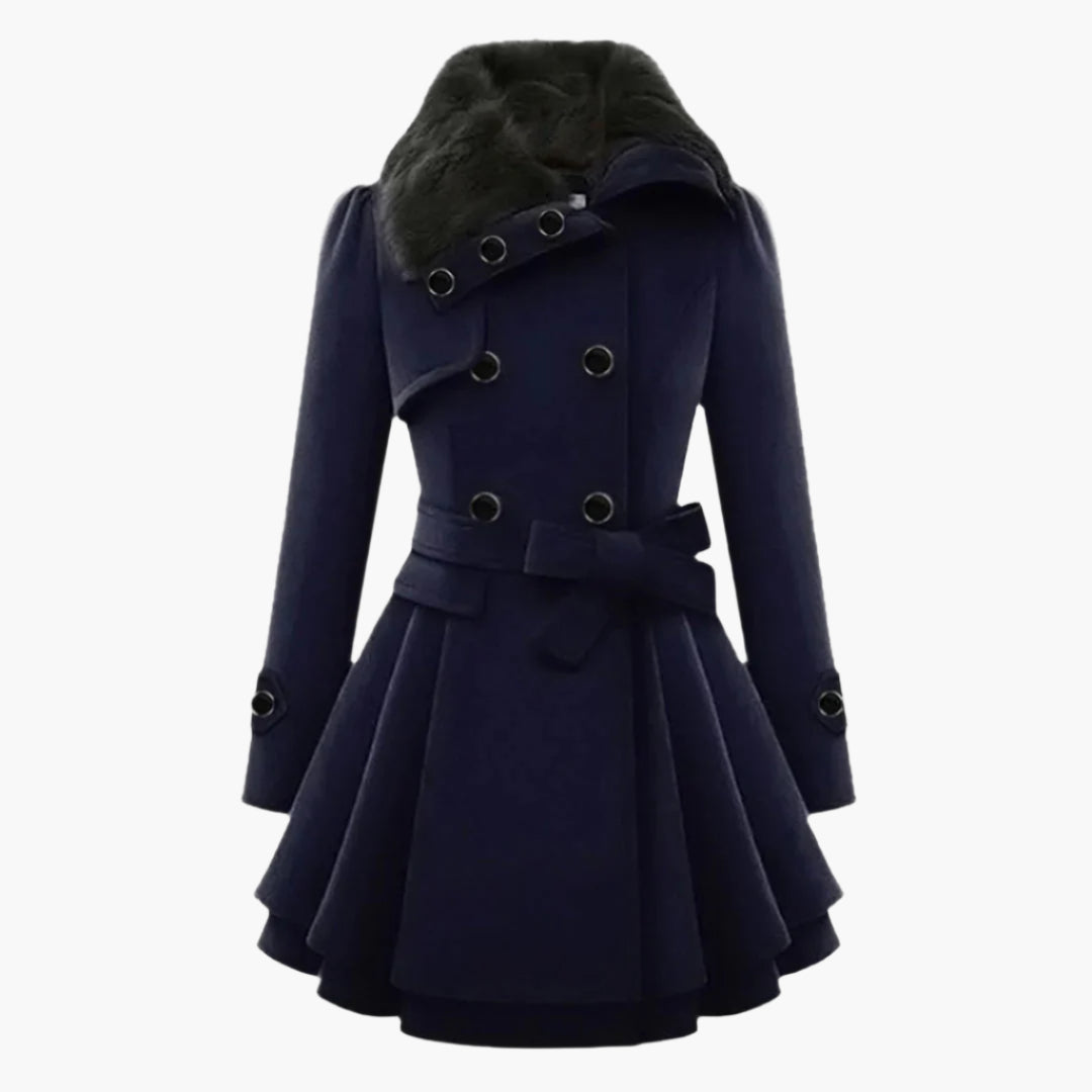 Damen Wintermantel mit Kunstfellkragen – Eleganter Trenchcoat für Alltag & besondere Anlässe