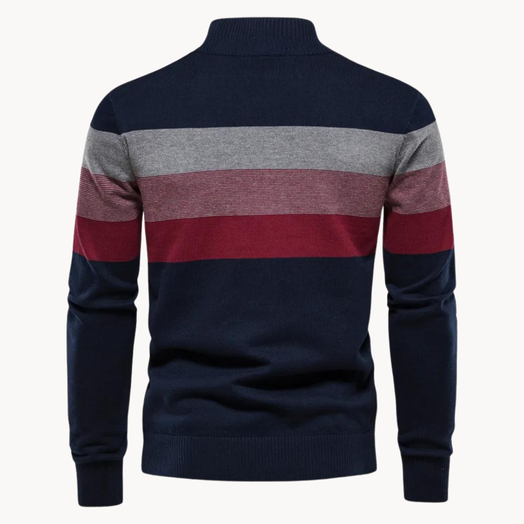 Herren Strickpullover mit Reißverschluss – Moderner Streifen-Look für Alltag und Freizeit