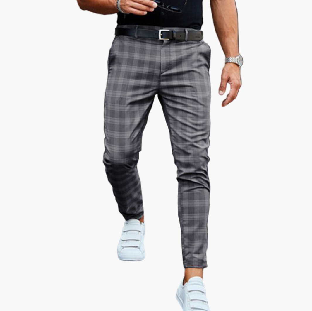 Herren Chinohose Modern Slim Fit Kariert – Stilvolle Business & Freizeit Hose