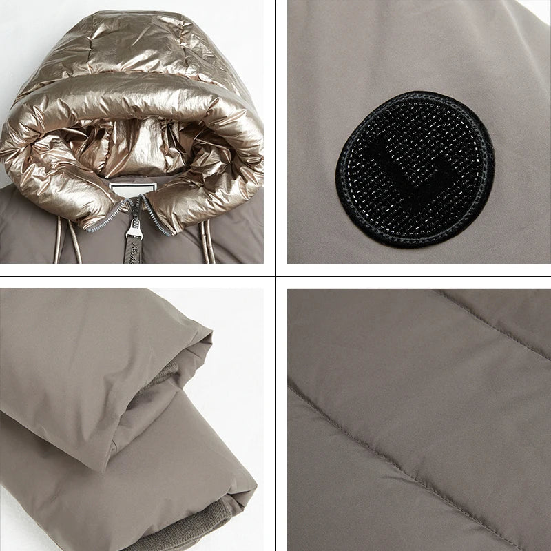 Damen Winter Steppmantel mit Kapuze – Modischer langer Parka für kalte Tage