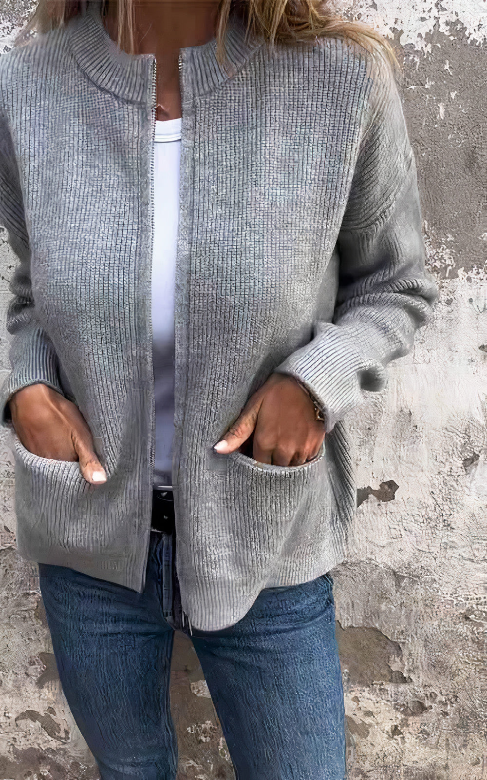 Damen Strickjacke mit Reißverschluss – Modischer Cardigan für Alltag und Büro