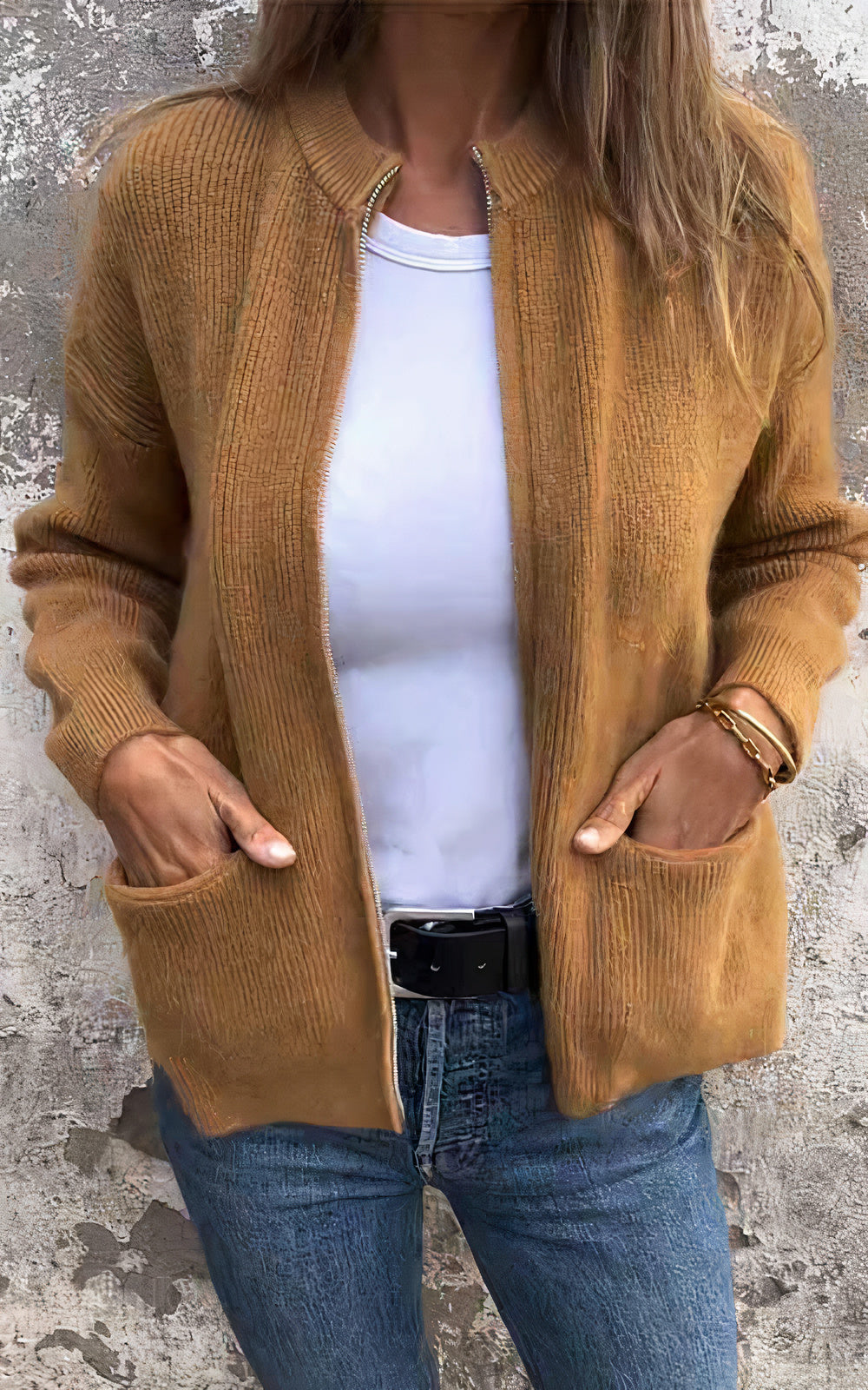 Damen Strickjacke mit Reißverschluss – Modischer Cardigan für Alltag und Büro