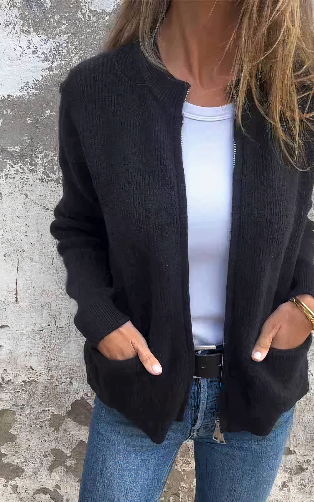 Damen Strickjacke mit Reißverschluss – Modischer Cardigan für Alltag und Büro