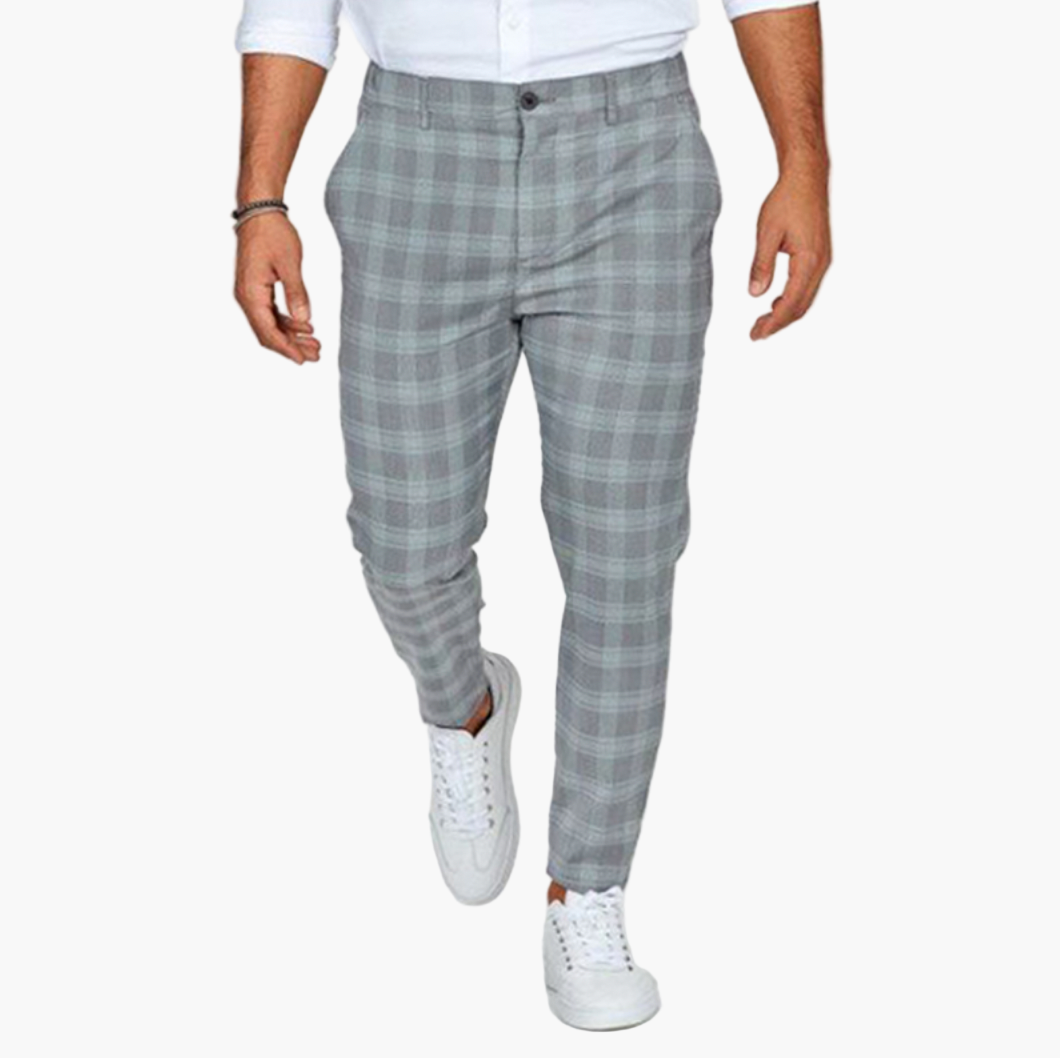 Herren Chinohose Modern Slim Fit Kariert – Stilvolle Business & Freizeit Hose