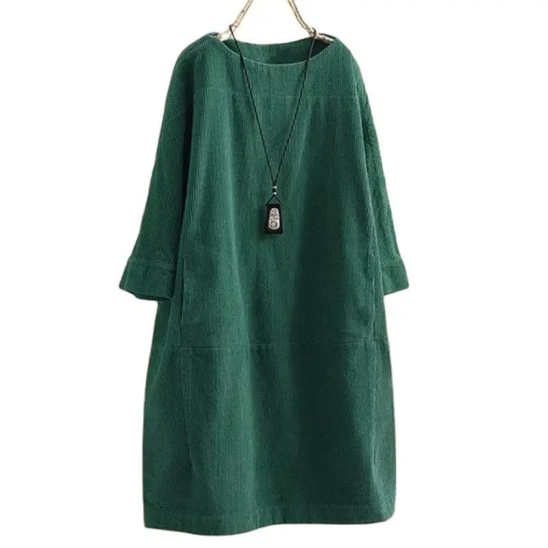 Sophia – Weites Damen-Cordkleid mit Taschen