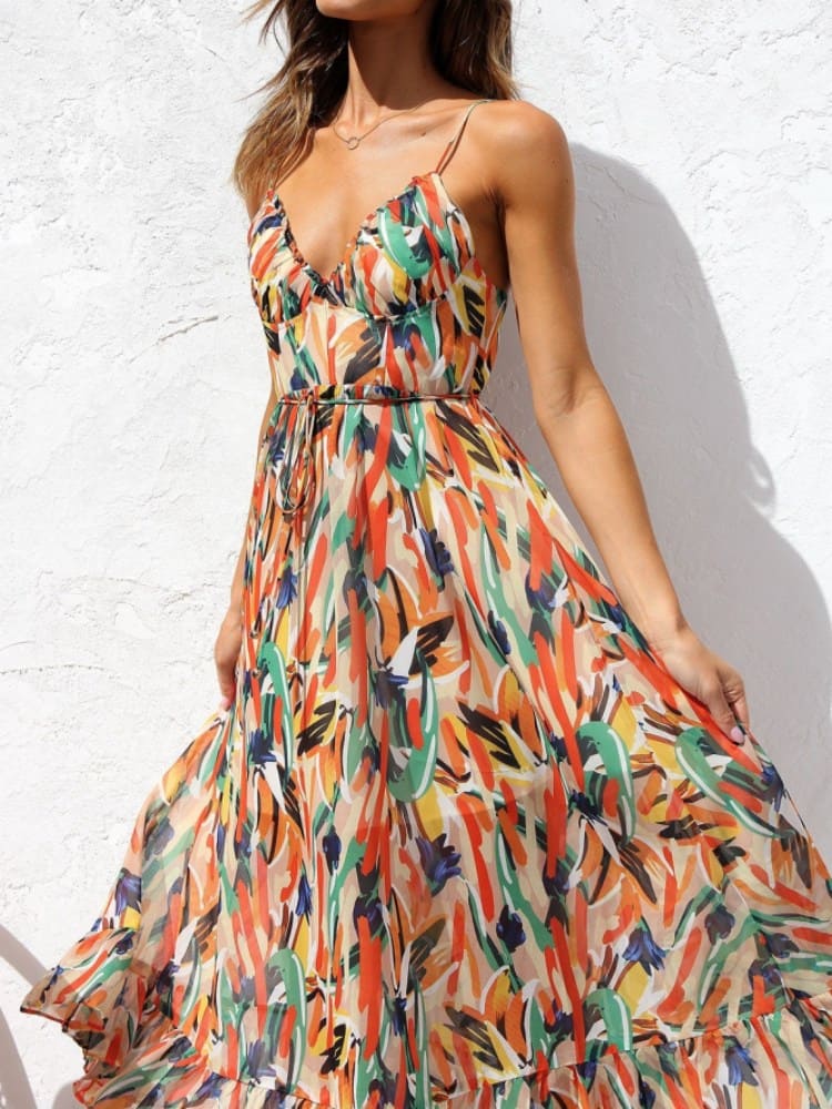 Donna – Damenkleid mit Blumenmuster und Rüschen