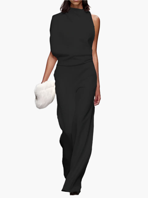 Damen Jumpsuit Elegant – Ärmellos, Weites Bein, Stilvoll für Büro & Alltag
